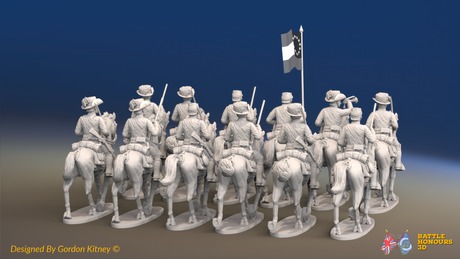 ACW Confederate Virginia Cavalry Regiment - Trotting - 12 mounted figures, rear view