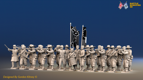 ACW Confederate Zouave Battalion Firing Line - 24 Figures, front view