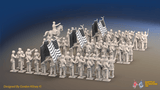 ACW Union Infantry Brigade - Sack Coats and Kepis, Firing - 72 infantry and mounted commander, rear view