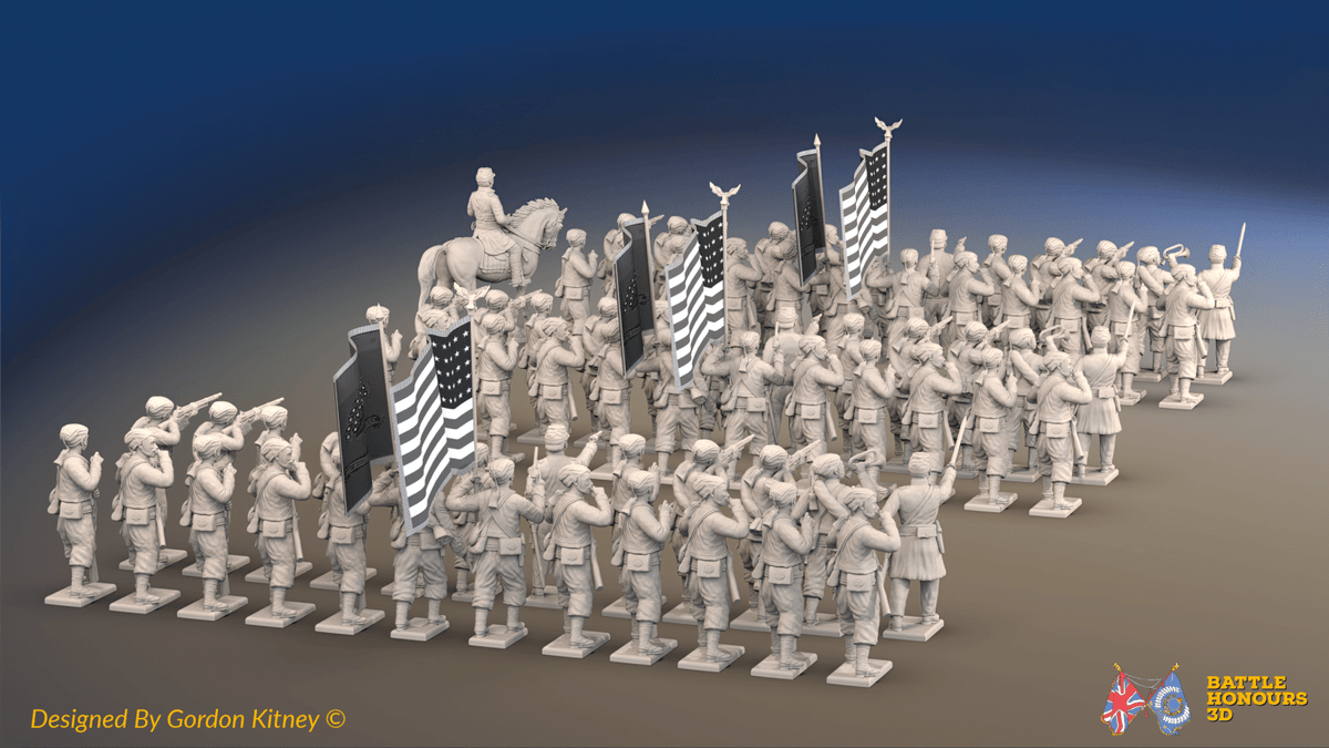 ACW Union Zouave Brigade - Fezzes, Firing - 72 infantry and mounted commander, rear view