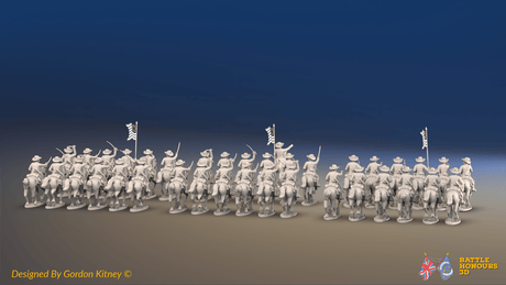 ACW Union Cavalry Brigade - Sack Coats, Galloping - 37 mounted figures, rear view
