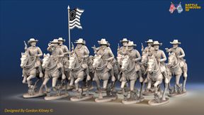 ACW Union Cavalry Regiment - Sack Coats, Galloping with Pistols - 12 mounted figures, front view
