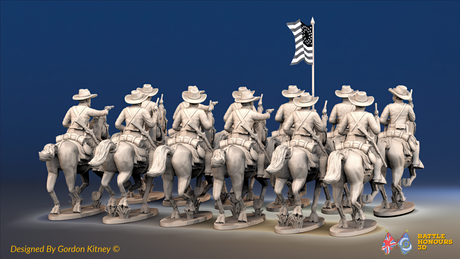 ACW Union Cavalry Regiment - Sack Coats, Galloping with Pistols - 12 mounted figures, rear view