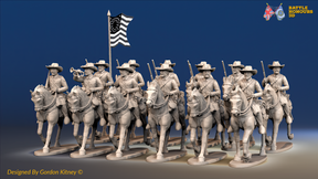 ACW Union Cavalry Regiment - Sack Coats, Trotting with Carbines - 12 mounted figures, front view