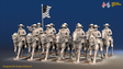 ACW Union Cavalry Regiment - Sack Coats, Trotting with Swords - 12 mounted figures, front view