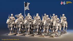 ACW Union Cavalry Regiment - Shell Jackets, Galloping with Pistols - 12 mounted figures, front view