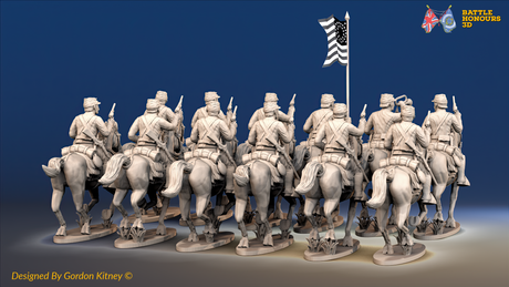 ACW Union Cavalry Regiment - Shell Jackets, Galloping with Pistols - 12 mounted figures, rear view
