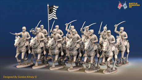 ACW Union Cavalry Regiment - Shell Jackets, Galloping with Swords - 12 mounted figures, front view