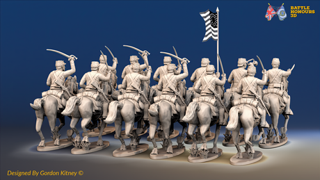 ACW Union Cavalry Regiment - Shell Jackets, Galloping with Swords - 12 mounted figures, rear view