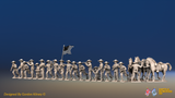 ACW Union Dismounted Cavalry - Sack Coats and Hats - 19 figures and 4 horses, front view