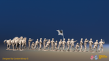 ACW Union Dismounted Cavalry - Shell Jackets and Forage Caps - 19 figures and 4 horses, rear view