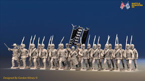 ACW Union Infantry Battalion at Right Shoulder Shift, Sack Coat and Forage Cap - 24 Figures, front view