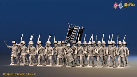 ACW Union Iron Brigade Battalion at Right Shoulder Shift, Sack Coat - 24 Figures, front view