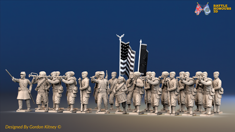 ACW Union Zouave Battalion Firing Line, Fez - 24 Figures, front view