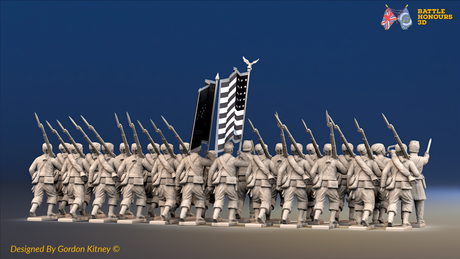 ACW Union Zouave Battalion at Right Shoulder Shift, Fez - 24 Figures, rear view