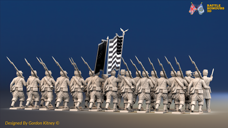ACW Union Zouave Battalion at Right Shoulder Shift, Kepi - 24 Figures, rear view