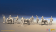 Napoleonic British Foot Artillery Battery - Covered Belgic Shakos - 3 guns and 12 figures, front view