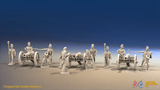 Napoleonic British Foot Artillery Battery - Covered Belgic Shakos - 3 guns and 12 figures, front view