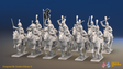 Napoleonic British Heavy Dragoon Regiment - Plumed Bicornes, Galloping - 12 mounted figures, front view