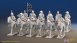 Napoleonic British Heavy Dragoon Regiment - Bicornes, Trotting - 12 mounted figures, front view