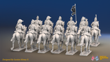 Napoleonic British Heavy Dragoon Regiment - Bicornes, Trotting - 12 mounted figures, rear view