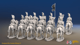 Napoleonic British Light Dragoon Regiment - Tarleton Helmets, Trotting - 12 mounted figures, rear view