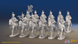 Napoleonic British Hussar Regiment - Bell Shakos, Trotting - 12 mounted figures, front view