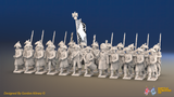 Napoleonic French Line Infantry Battalion Advancing - Greatcoats and Bicornes - 24 figures, front view