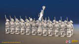 Napoleonic French Line Infantry Battalion Advancing - Greatcoats and Bicornes - 24 figures, rear view