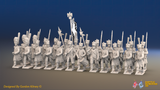 Napoleonic French Line Infantry Battalion Advancing - Greatcoats and Bearskin Grenadiers - 24 figures, front view