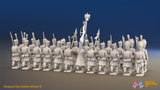 Napoleonic French Line Infantry Battalion Advancing - Greatcoats and Bearskin Grenadiers - 24 figures, rear view