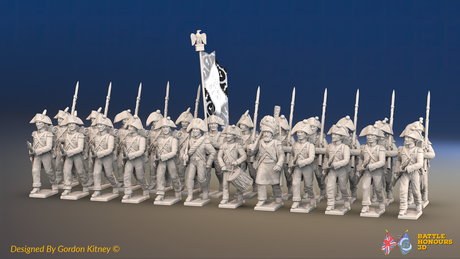 Napoleonic French Line Infantry Battalion Advancing - Jackets and Bicornes - 24 figures, front view