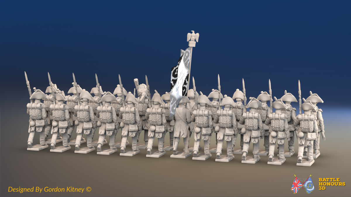 Napoleonic French Line Infantry Battalion Advancing - Jackets and Bicornes - 24 figures, rear view