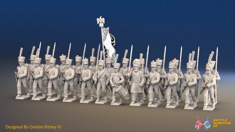 Napoleonic French Line Infantry Battalion Advancing - Jackets and Shakos - 24 figures, front view