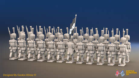 Napoleonic French Elite Light Infantry Battalion March Attack - Colpacks and Jackets - 24 figures, rear view