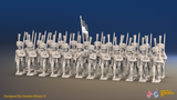 Napoleonic French Elite Light Infantry Battalion March Attack - Colpacks, Jackets and Boots - 24 figures, front view