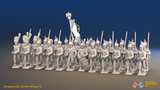 Napoleonic French Foot Dragoon Battalion Advancing - Gaiters and Bearskin Elite Troops - 24 figures, front view