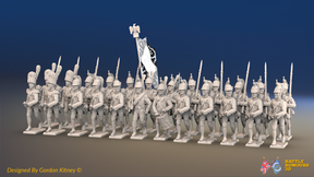 Napoleonic French Foot Dragoon Battalion Advancing - Gaiters and Bearskin Elite Troops - 24 figures, front view
