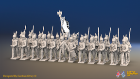 Napoleonic French Foot Dragoon Battalion Advancing - Plumed Helmets - 24 figures, front view