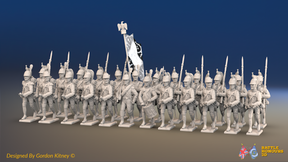 Napoleonic French Foot Dragoon Battalion Advancing - Plumed Helmets and Gaiters - 24 figures, front view