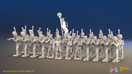 Napoleonic French Light Infantry Battalion Firing Line - Jackets - 24 figures, front view