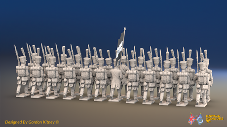 Napoleonic French Grenadier Battalion March Attack - Shakos and Jackets - 24 figures, rear view