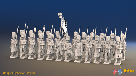 Napoleonic French Old Guard Chasseurs Battalion Marching - Greatcoats - 24 figures, front view