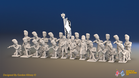 Napoleonic French Old Guard Grenadiers Battalion Firing Line - Greatcoats - 24 figures, front view