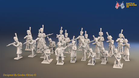 Napoleonic French Light Infantry Battalion Skirmishing - Greatcoats - 24 figures, front view