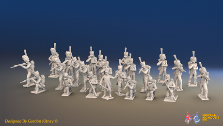 Napoleonic French Infantry Battalion Skirmishing - Jackets and Shakos - 24 figures, front view