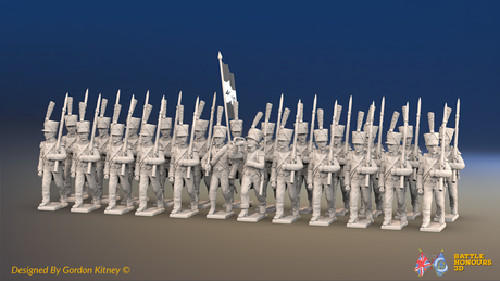 Napoleonic French Voltigeur Battalion March Attack - Shakos and Jackets - 24 figures, front view