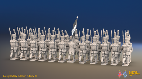 Napoleonic French Voltigeur Battalion March Attack - Shakos and Jackets - 24 figures, rear view