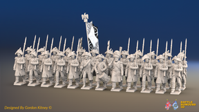 Napoleonic French Line Infantry Battalion Marching - Greatcoats, Bicornes - 24 figures, front view
