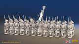 Napoleonic French Line Infantry Battalion Marching - Greatcoats, Bicornes - 24 figures, rear view